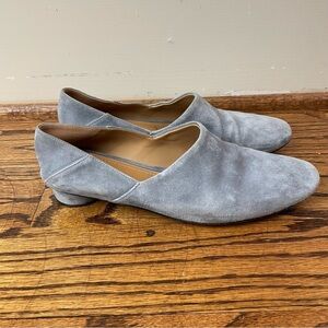 The Row Gray Blue Suede Leather Loafers